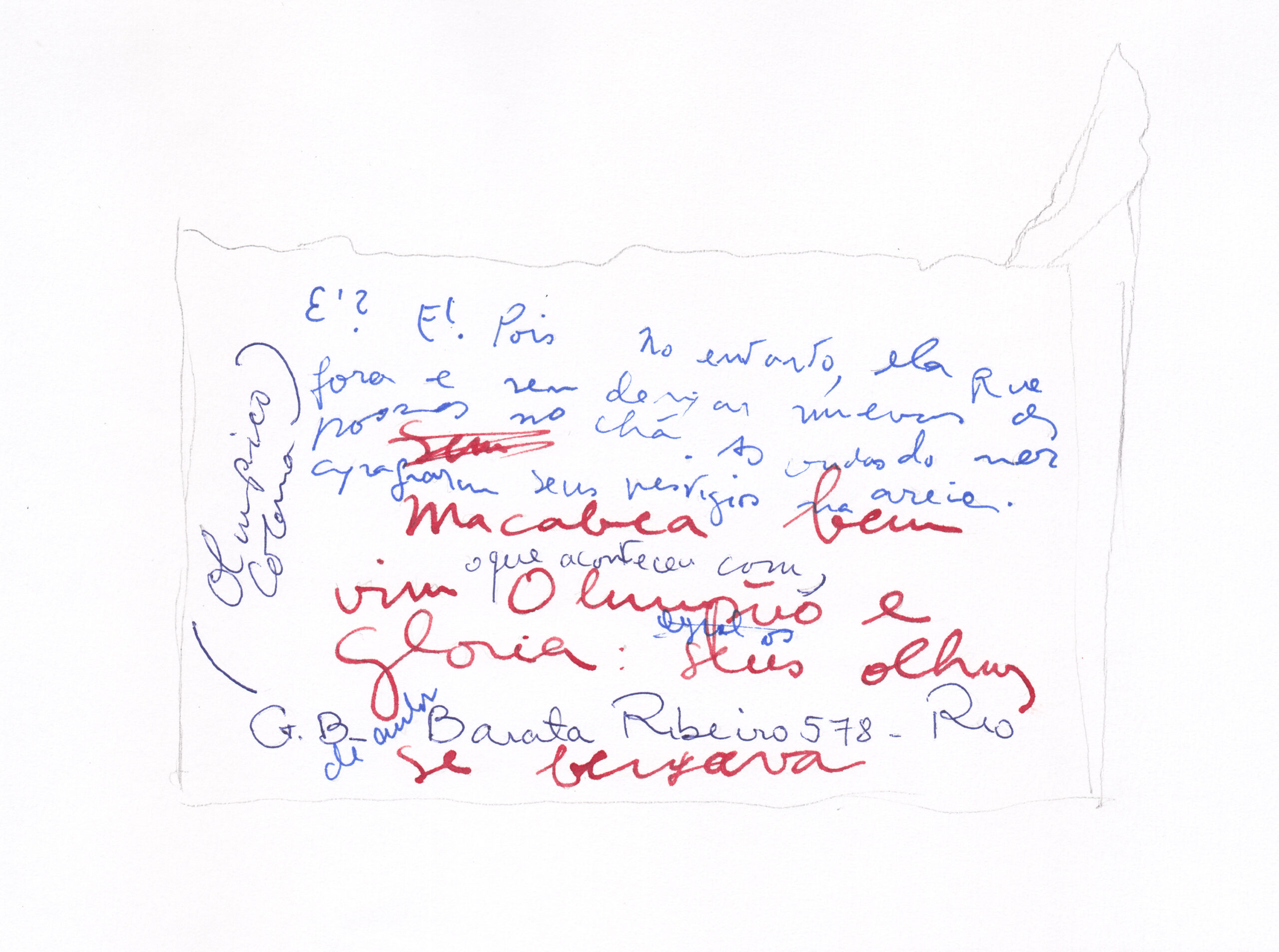 Clarice Lispector_Rua Barata Ribeiro. Serie Manuscritos