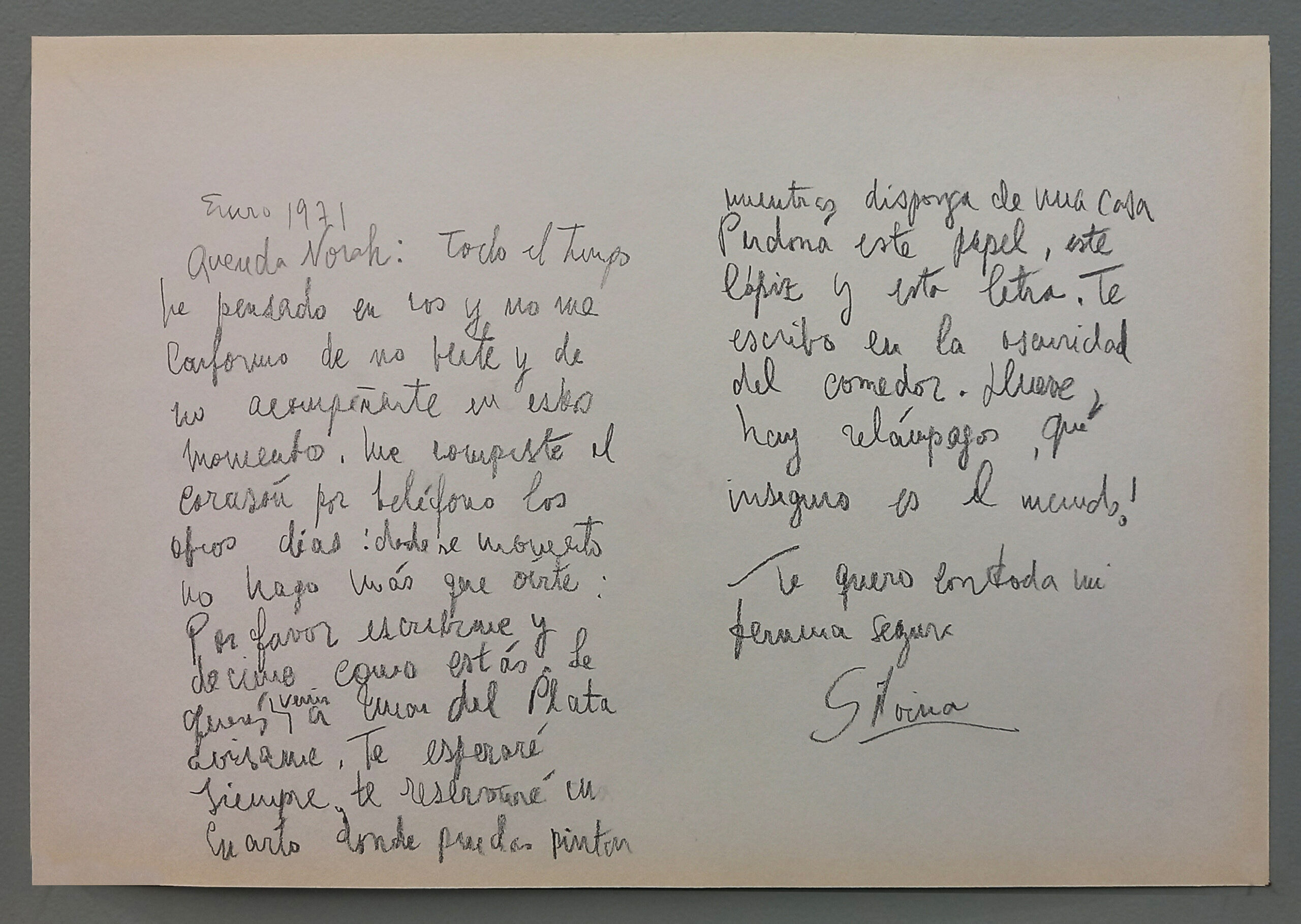Carta de Silvina Ocampo a Norah Borges. Series Manuscritos