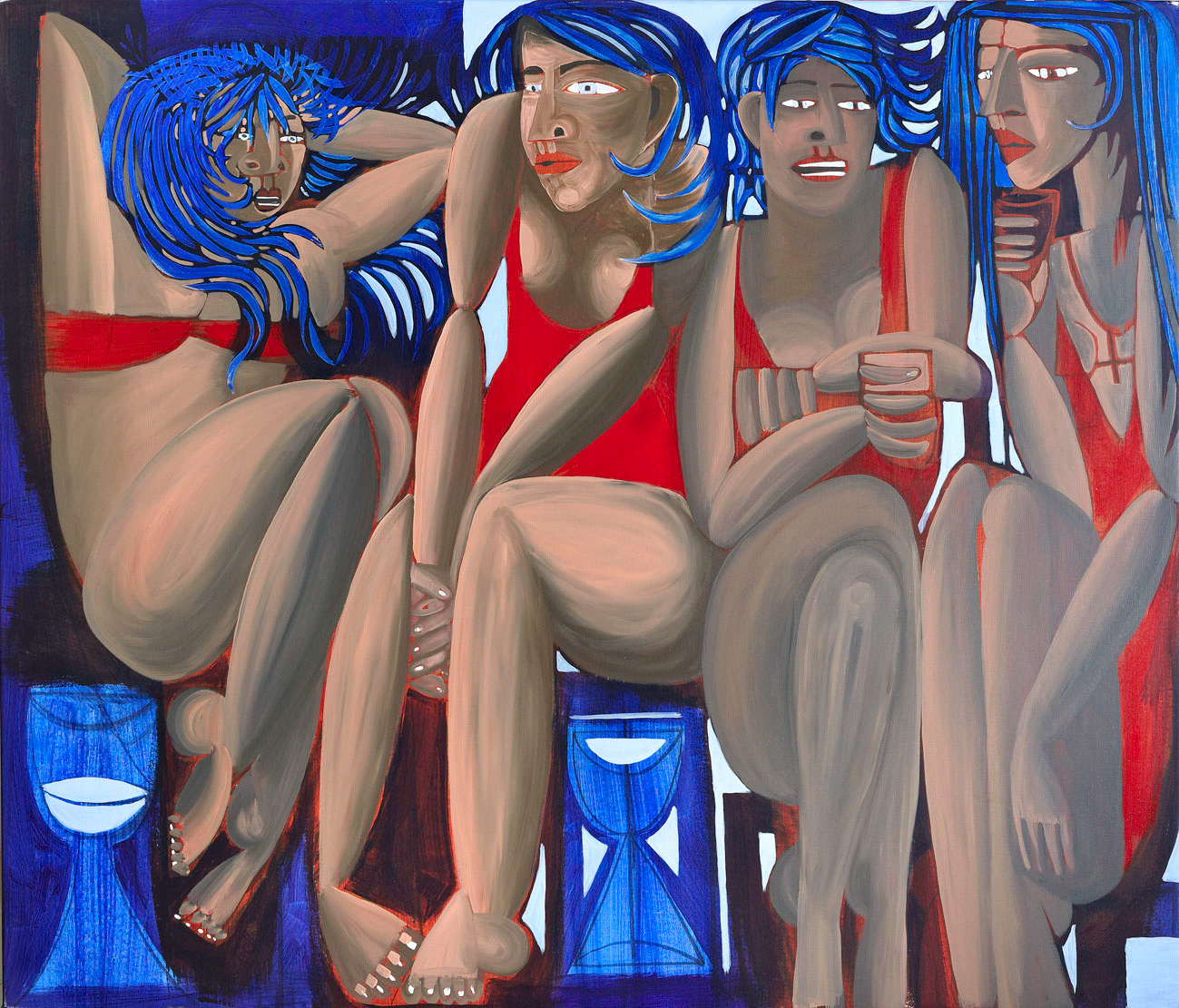 Mis hermanas tomando vino